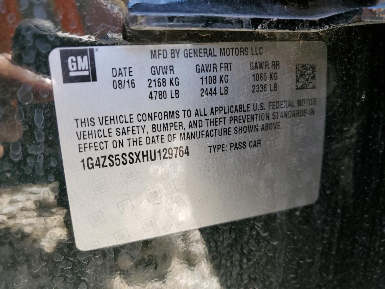 2017 Buick Lacrosse Premium VIN: 1G4ZS5SSXHU129764 Lot: 55206364