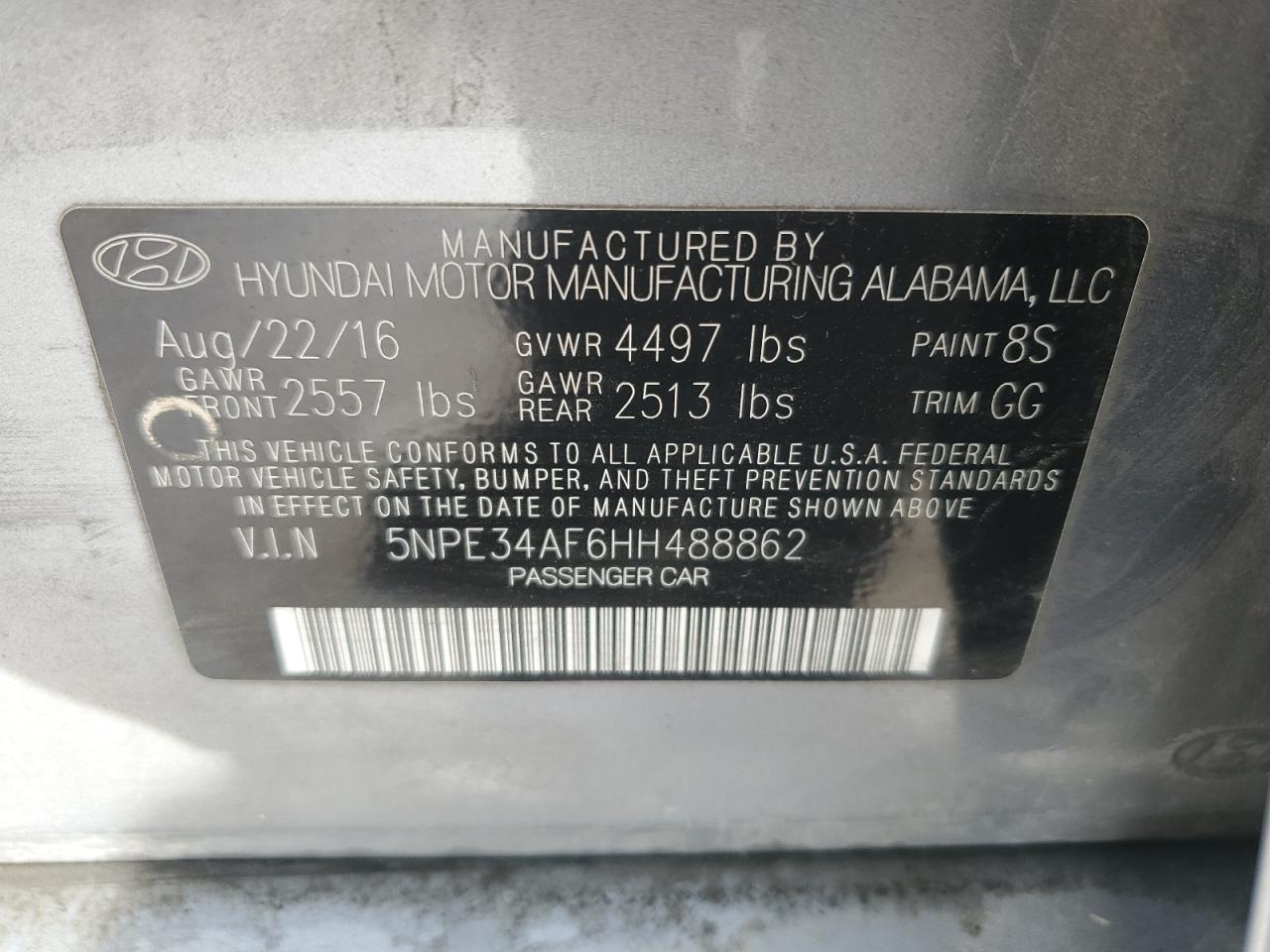 5NPE34AF6HH488862 2017 Hyundai Sonata Sport