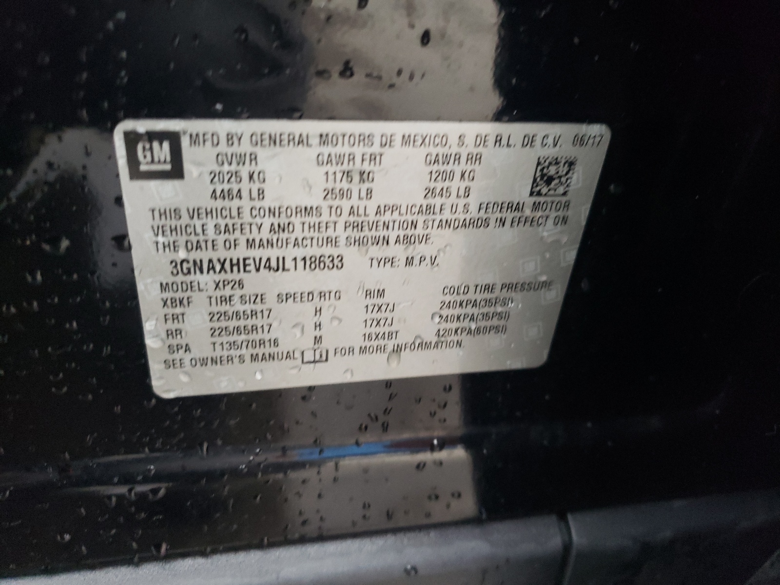 3GNAXHEV4JL118633 2018 Chevrolet Equinox Ls