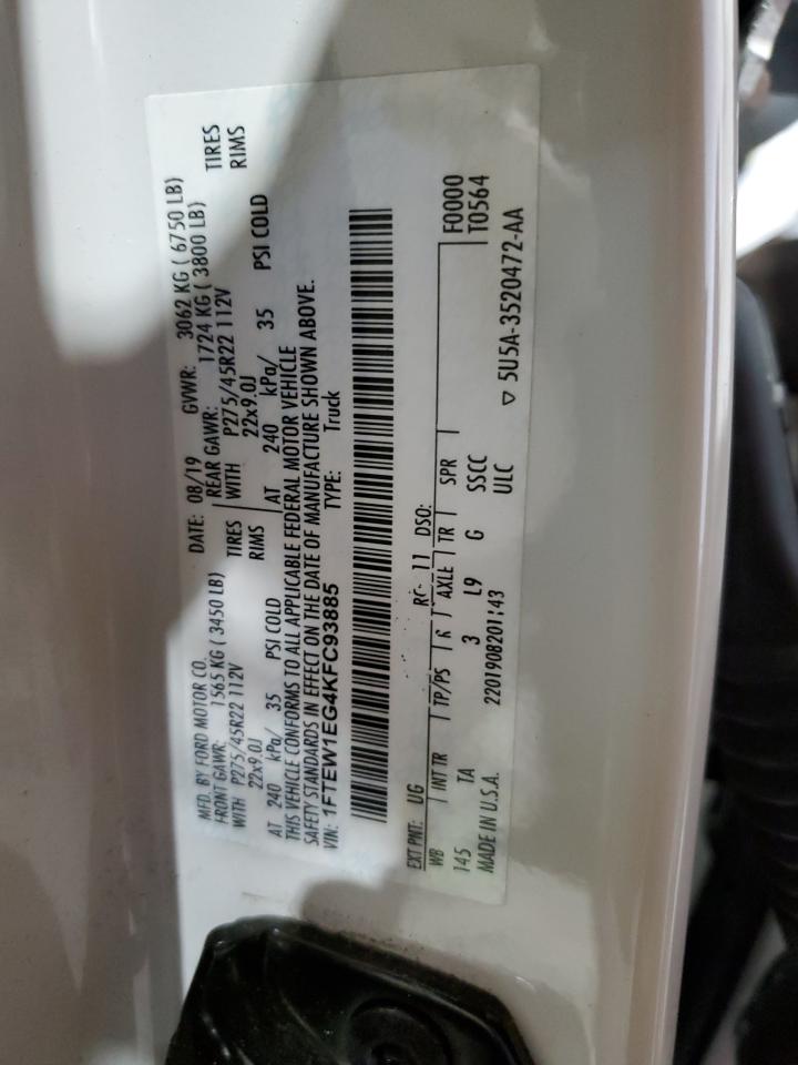 2019 Ford F150 Supercrew VIN: 1FTEW1EG4KFC93885 Lot: 56465154