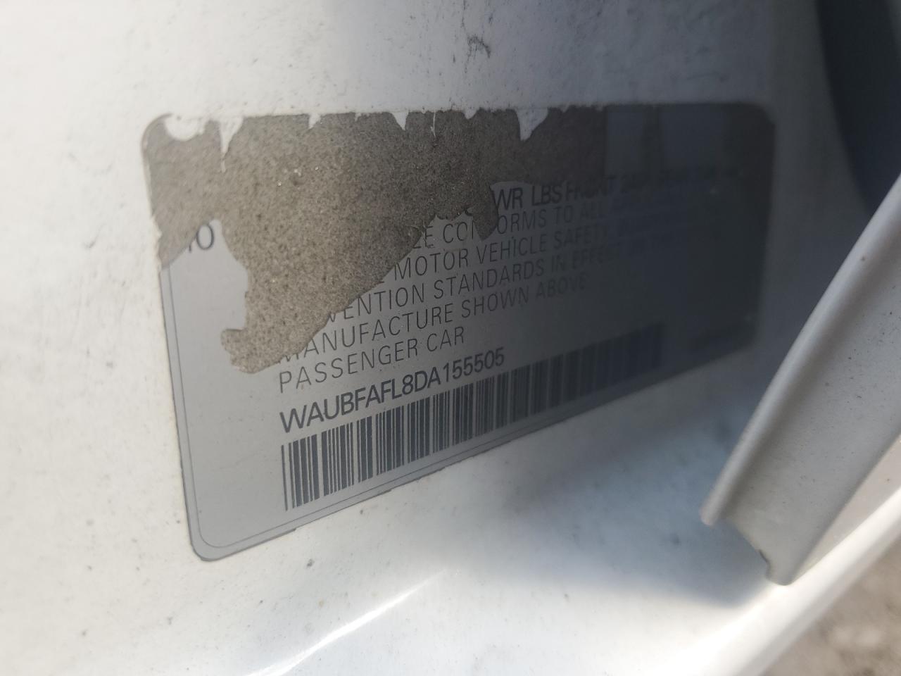 2013 Audi A4 Premium VIN: WAUBFAFL8DA155505 Lot: 56936564