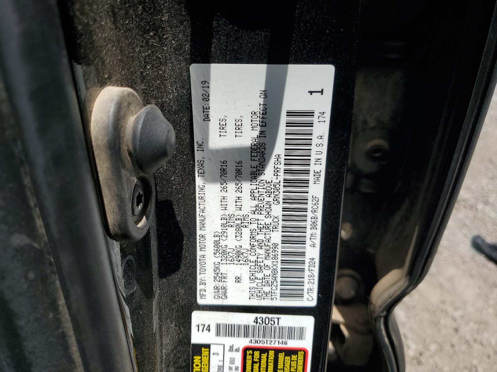 5TFCZ5AN8KX186990 2019 Toyota Tacoma Double Cab