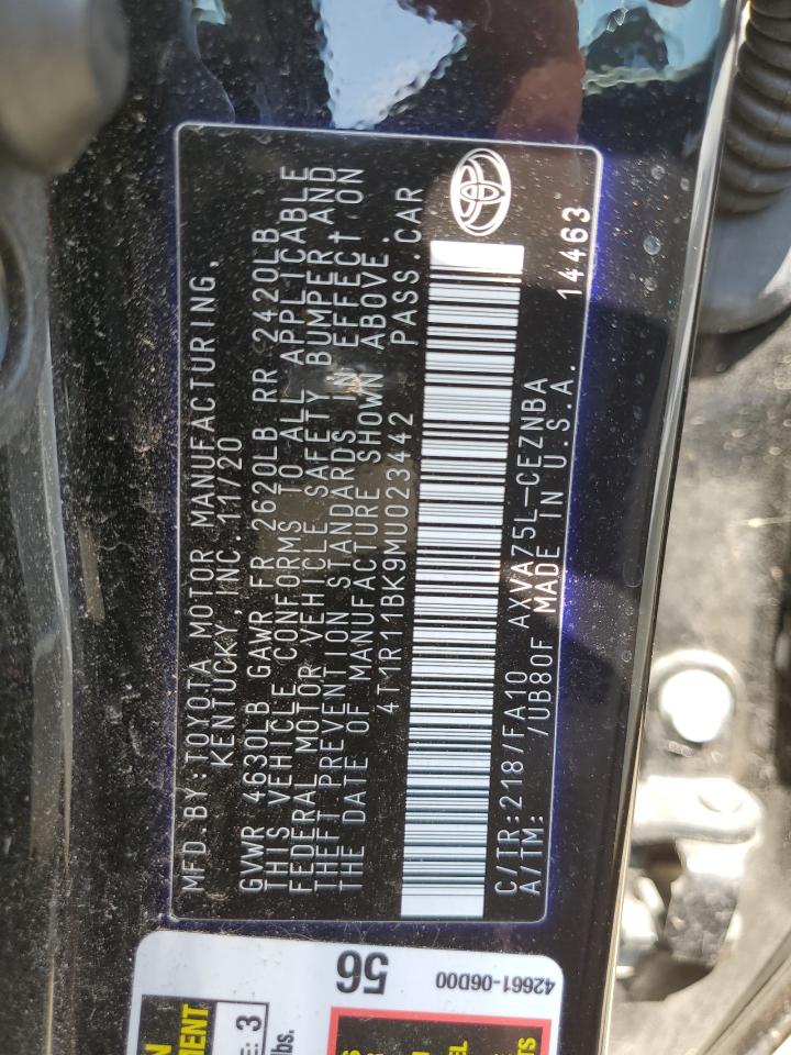 2021 Toyota Camry Le VIN: 4T1R11BK9MU023442 Lot: 55542214