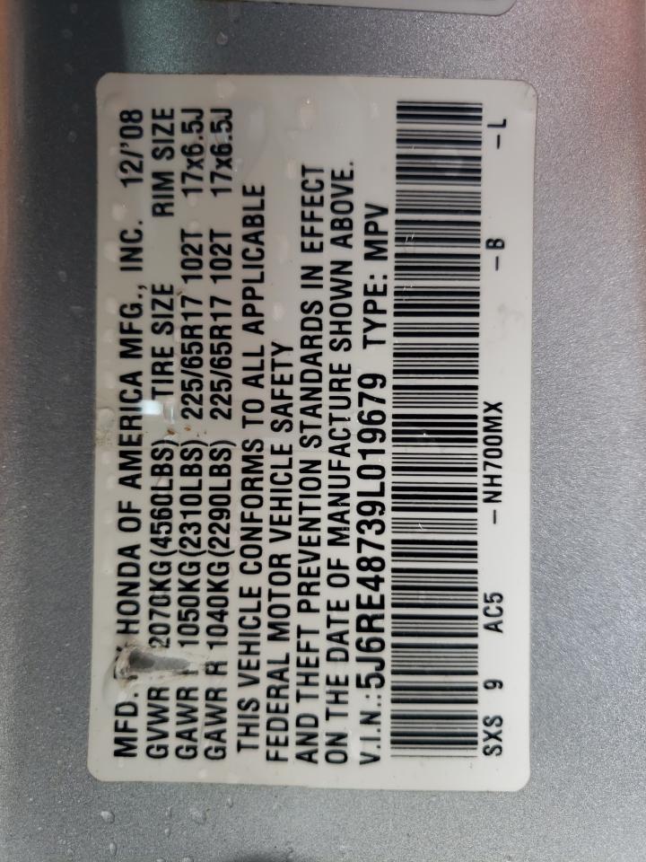 2009 Honda Cr-V Exl VIN: 5J6RE48739L019679 Lot: 53069494