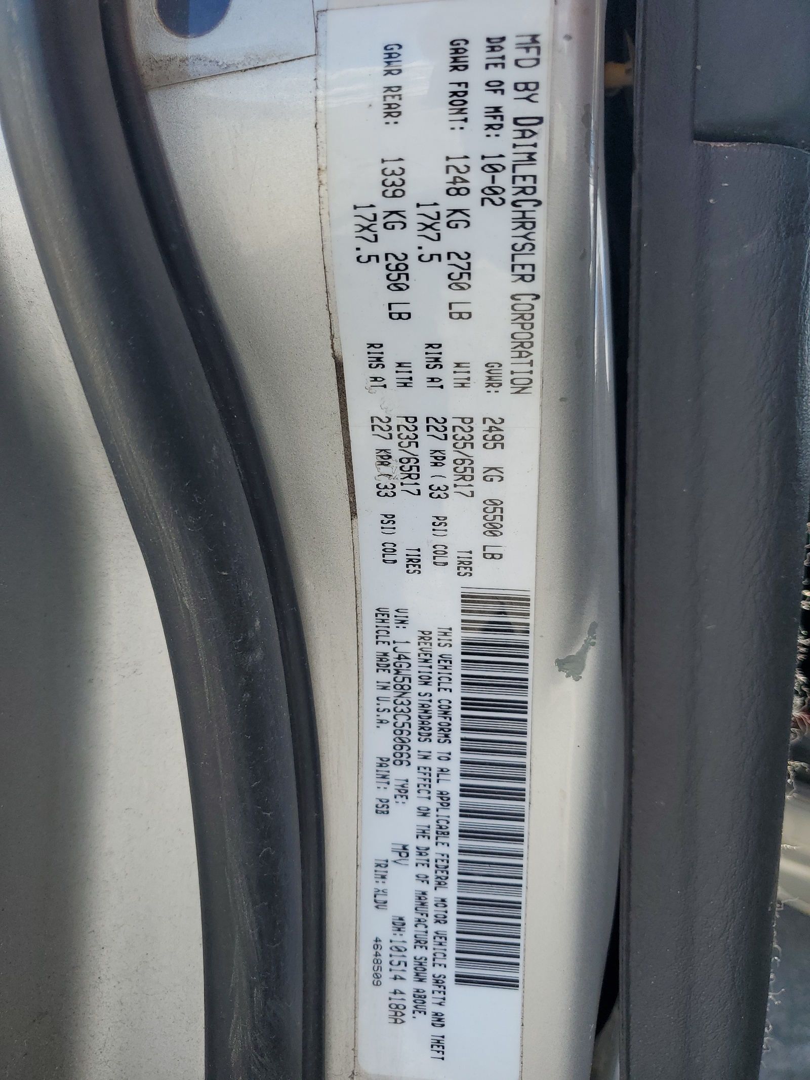 1J4GW58N33C560666 2003 Jeep Grand Cherokee Limited