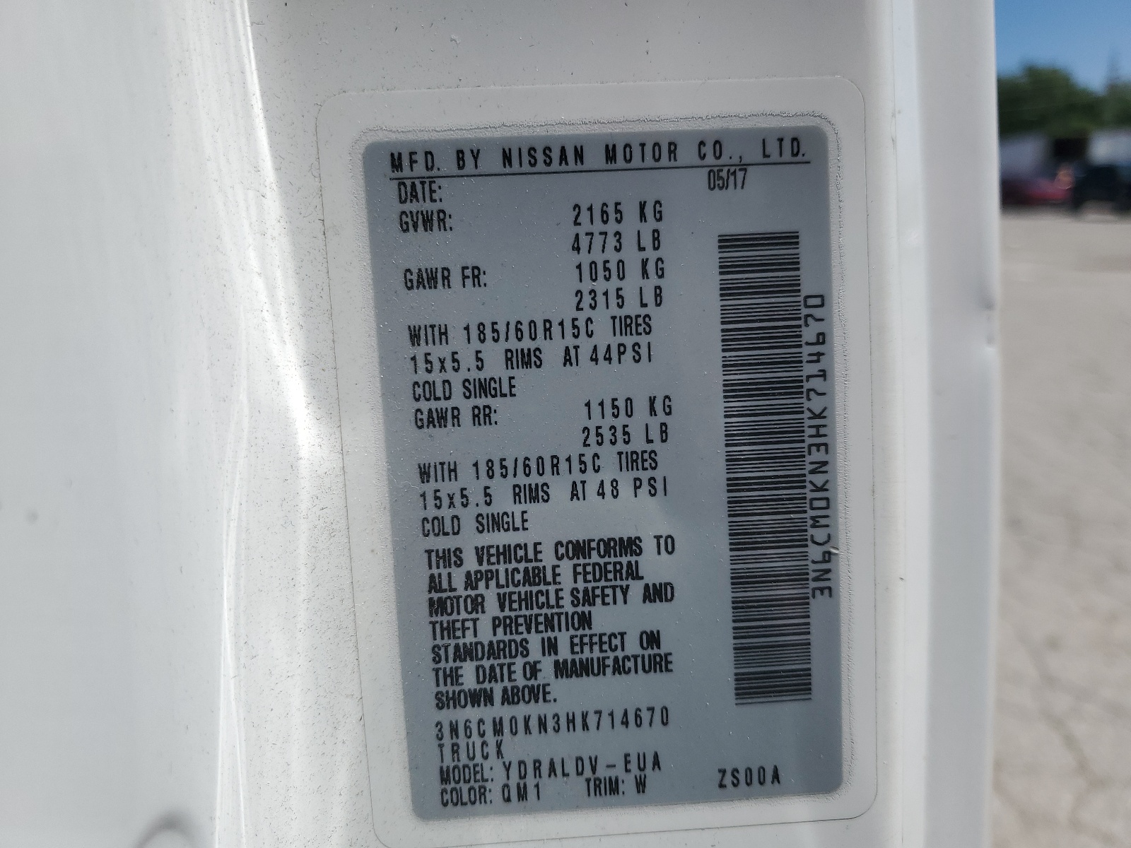 3N6CM0KN3HK714670 2017 Nissan Nv200 2.5S