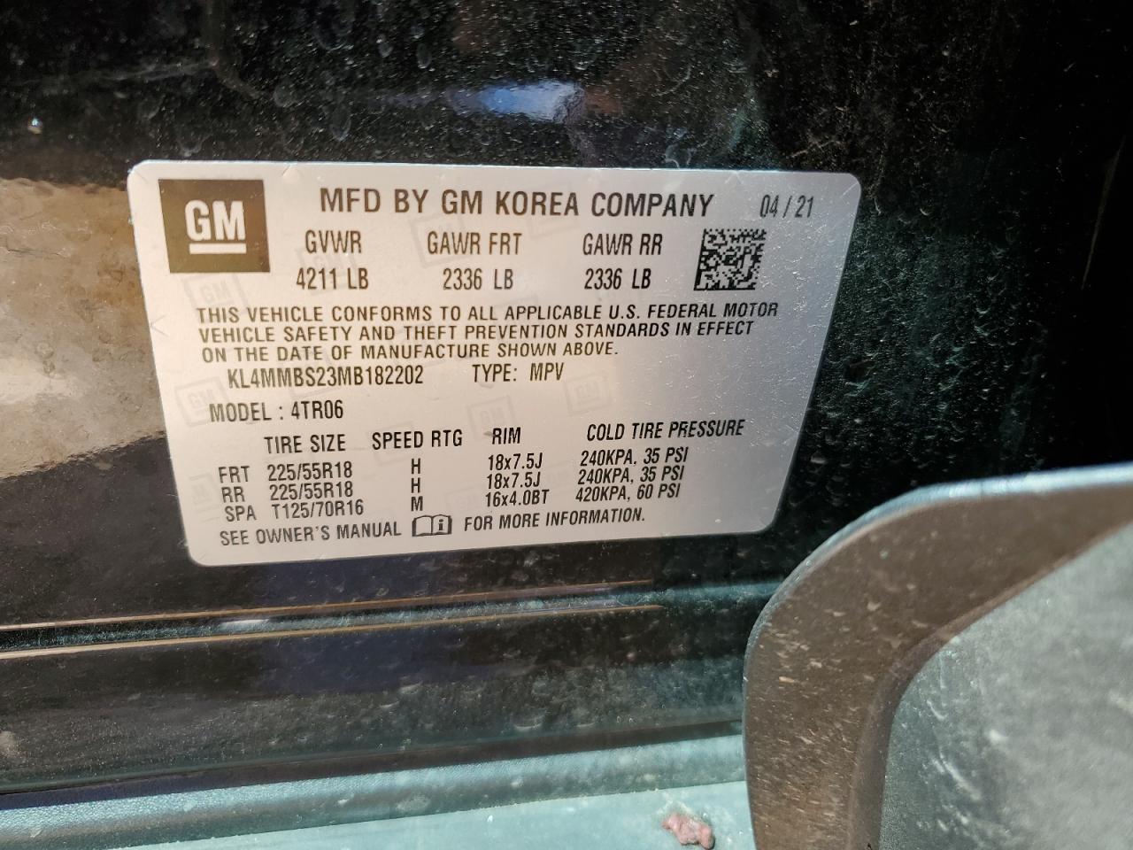 KL4MMBS23MB182202 2021 Buick Encore Gx Preferred