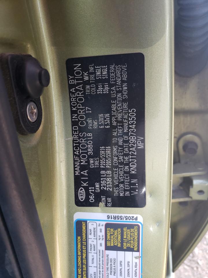 2011 Kia Soul + VIN: KNDJT2A29B7343505 Lot: 55726614