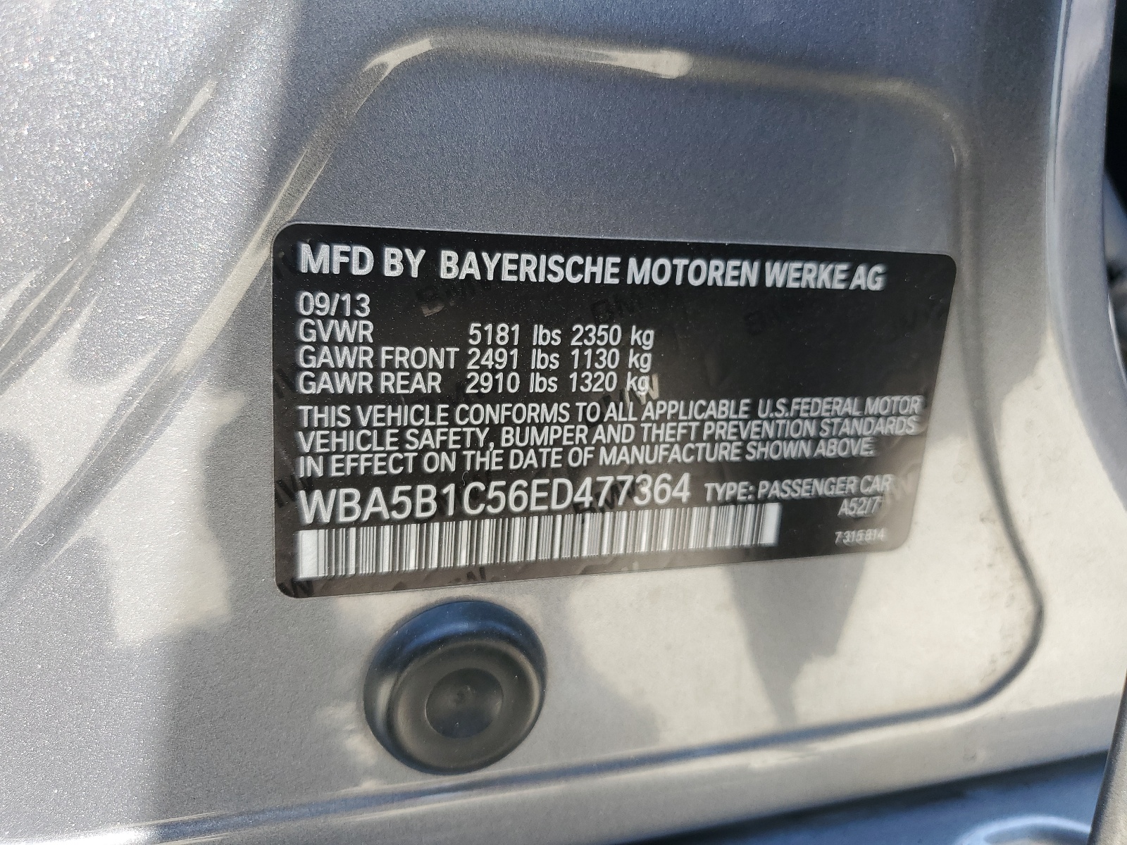 WBA5B1C56ED477364 2014 BMW 535 I