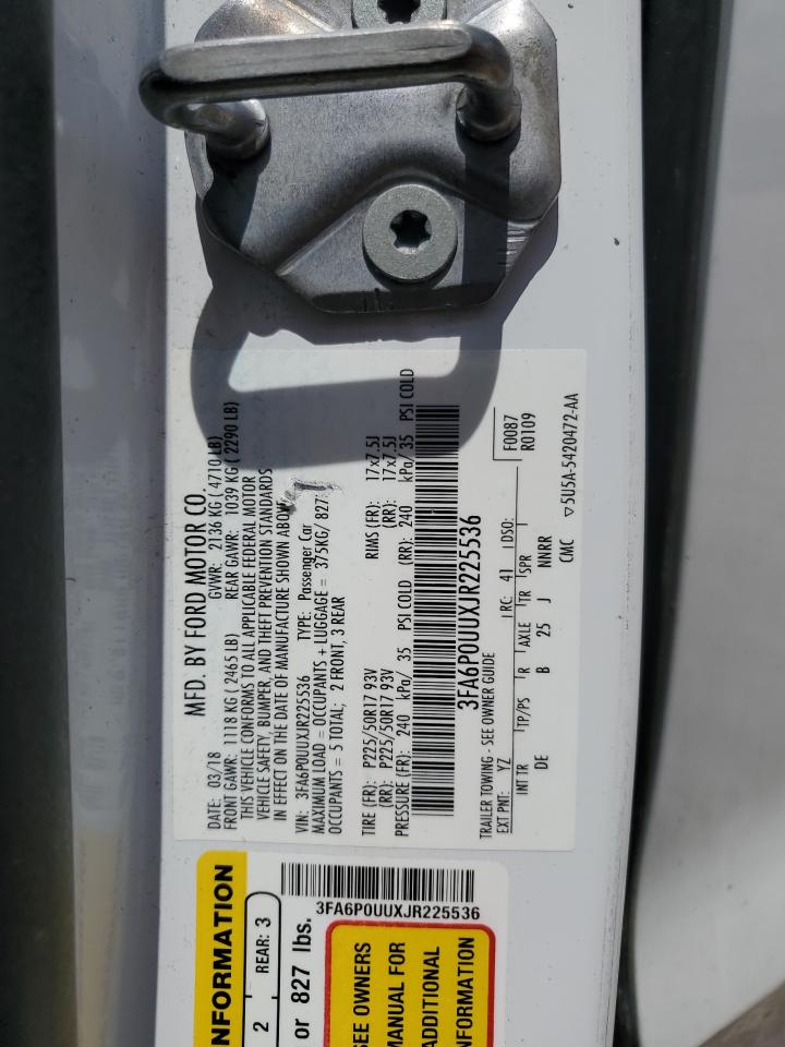 2018 Ford Fusion S Hybrid VIN: 3FA6P0UUXJR225536 Lot: 55160884