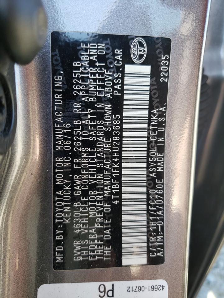 4T1BF1FK4HU283685 2017 Toyota Camry Le