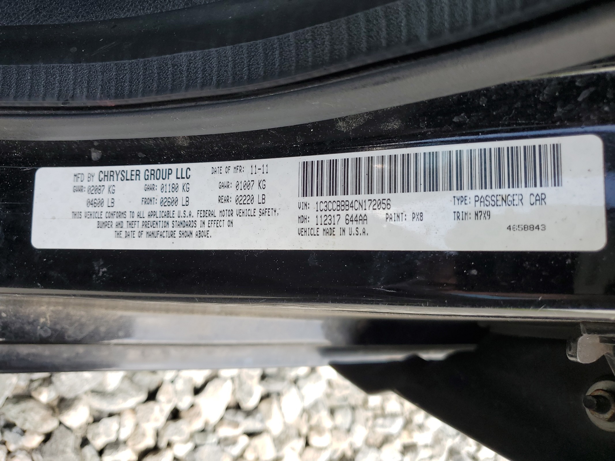 1C3CCBBB4CN172056 2012 Chrysler 200 Touring