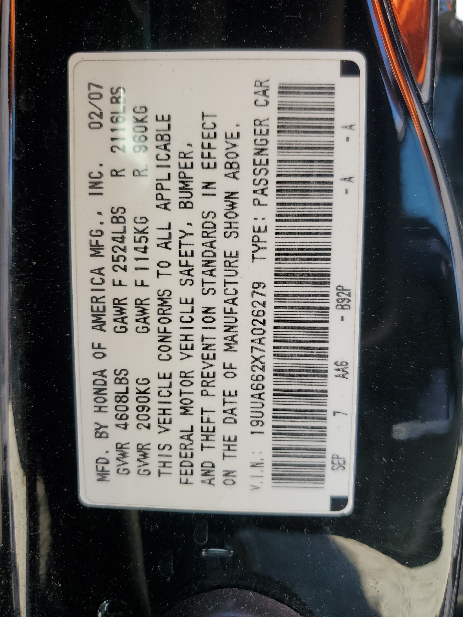 19UUA662X7A026279 2007 Acura Tl