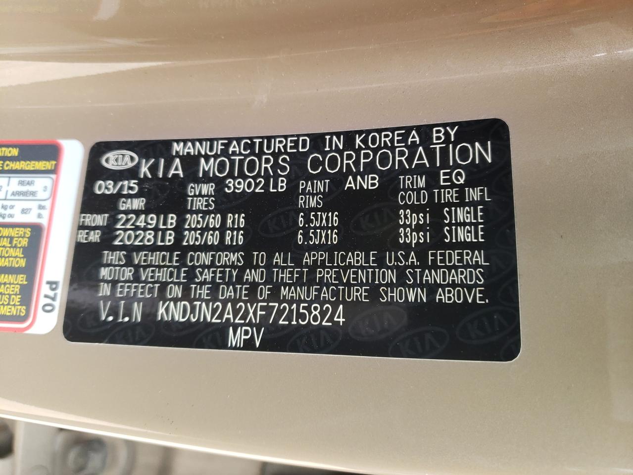 2015 Kia Soul VIN: KNDJN2A2XF7215824 Lot: 55536994