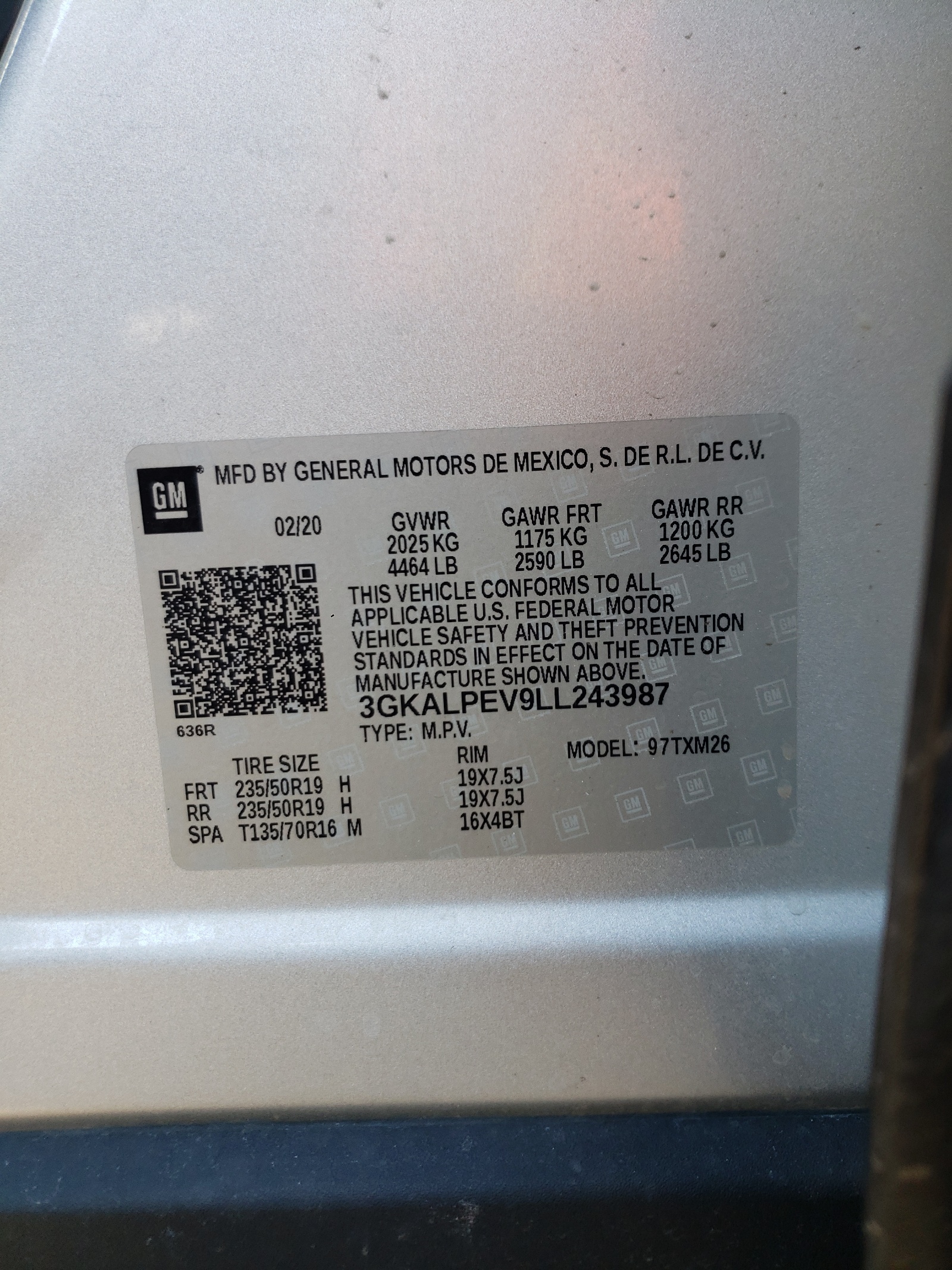 3GKALPEV9LL243987 2020 GMC Terrain Slt