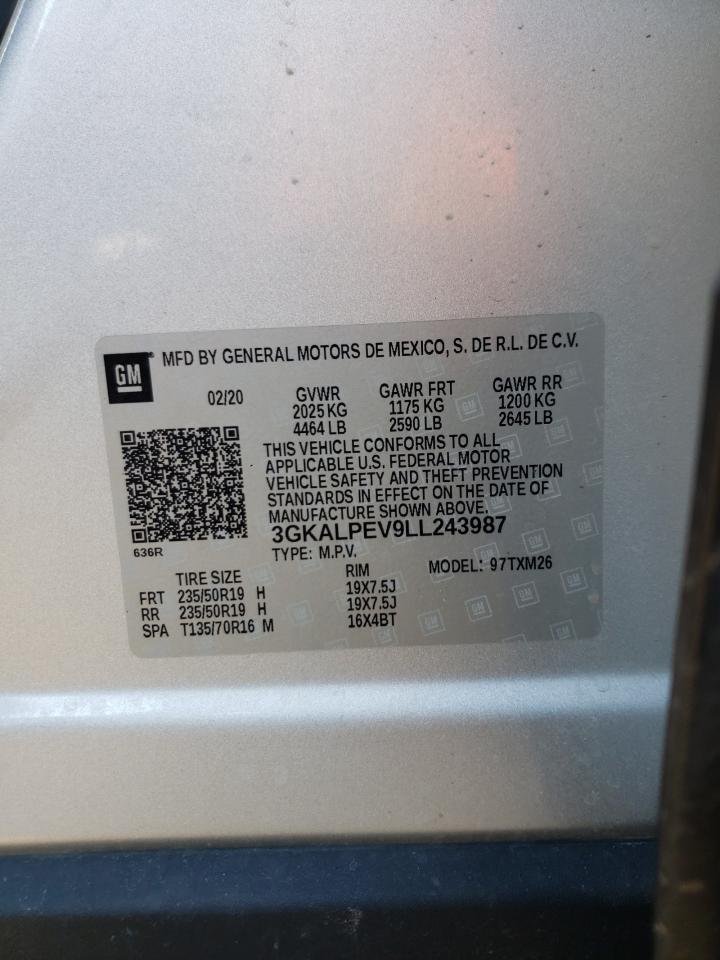 2020 GMC Terrain Slt VIN: 3GKALPEV9LL243987 Lot: 55133674