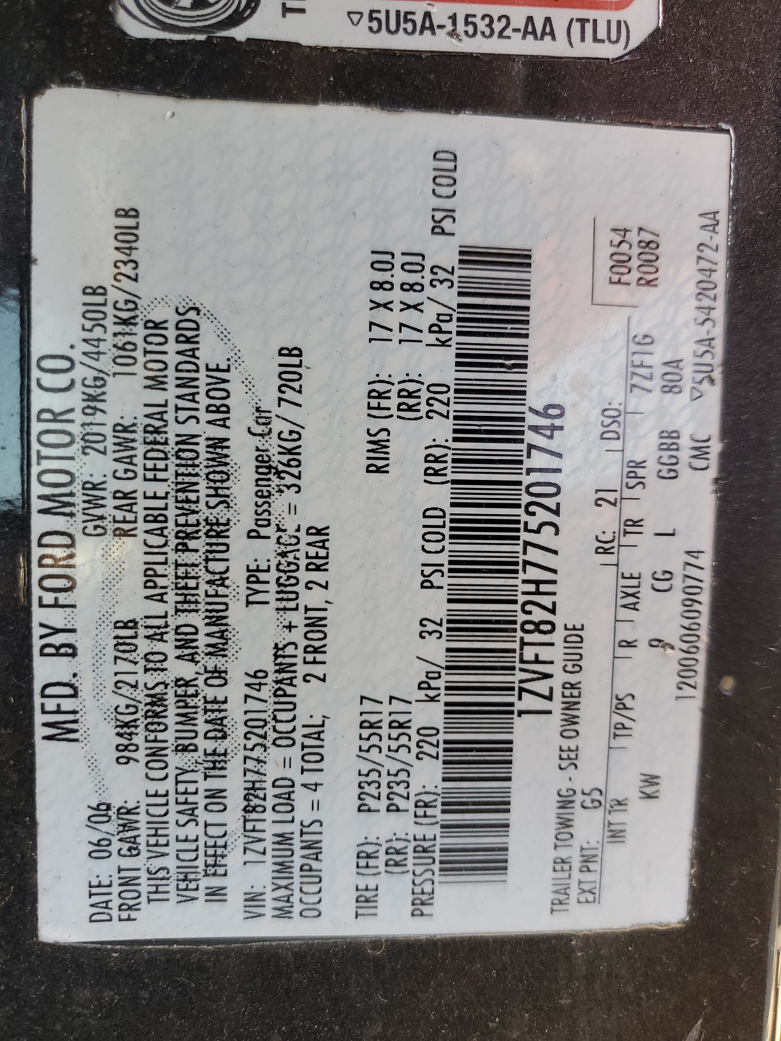 1ZVFT82H775201746 2007 Ford Mustang Gt