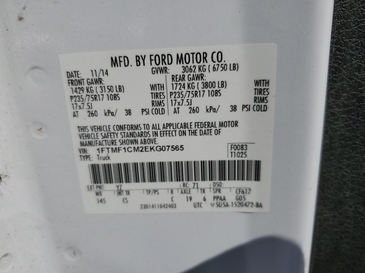 1FTMF1CM2EKG07565 2014 Ford F150