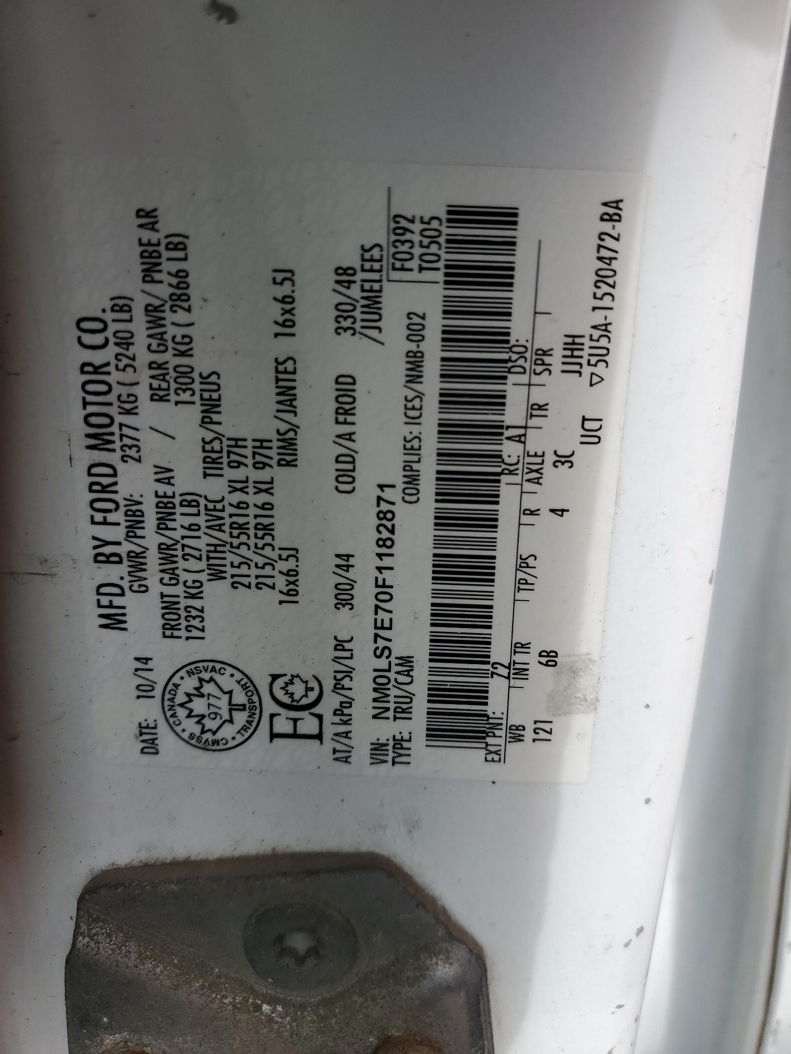 NM0LS7E70F1182871 2015 Ford Transit Connect Xl