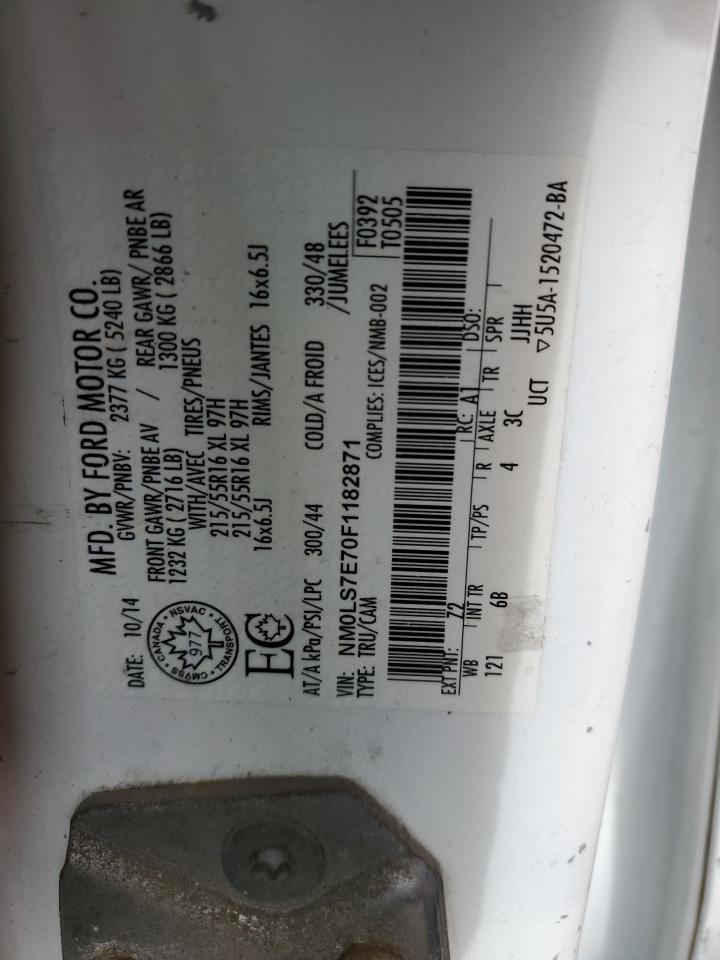 2015 Ford Transit Connect Xl VIN: NM0LS7E70F1182871 Lot: 55236364