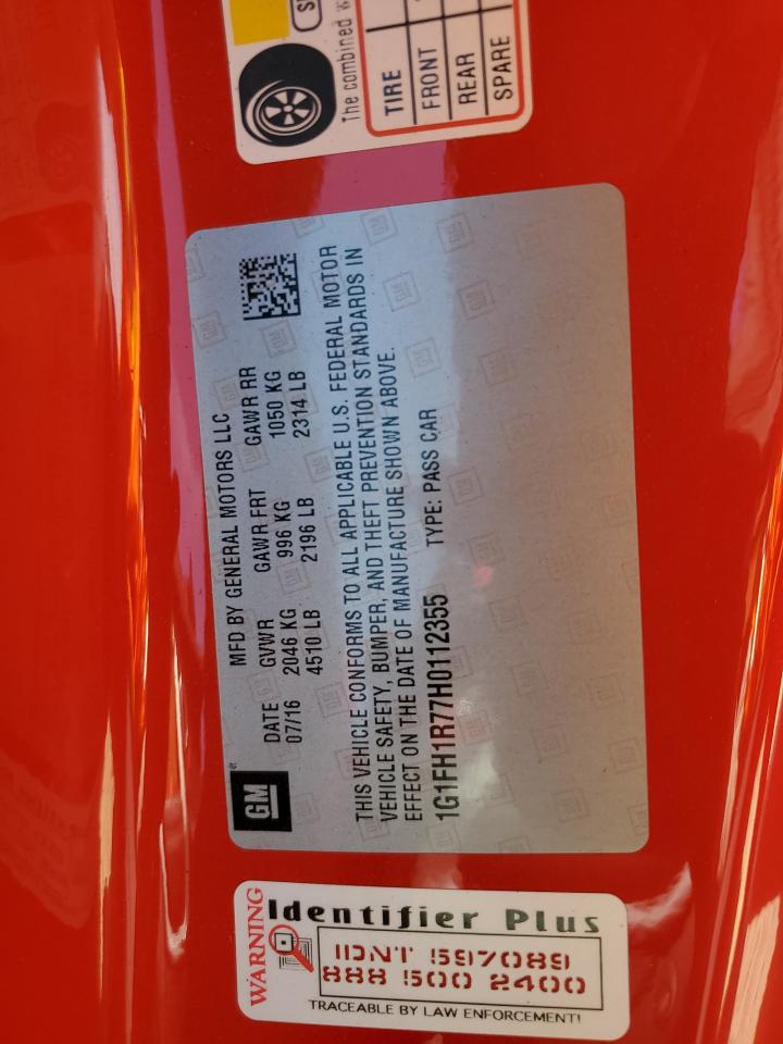 2017 Chevrolet Camaro Ss VIN: 1G1FH1R77H0112355 Lot: 57035274