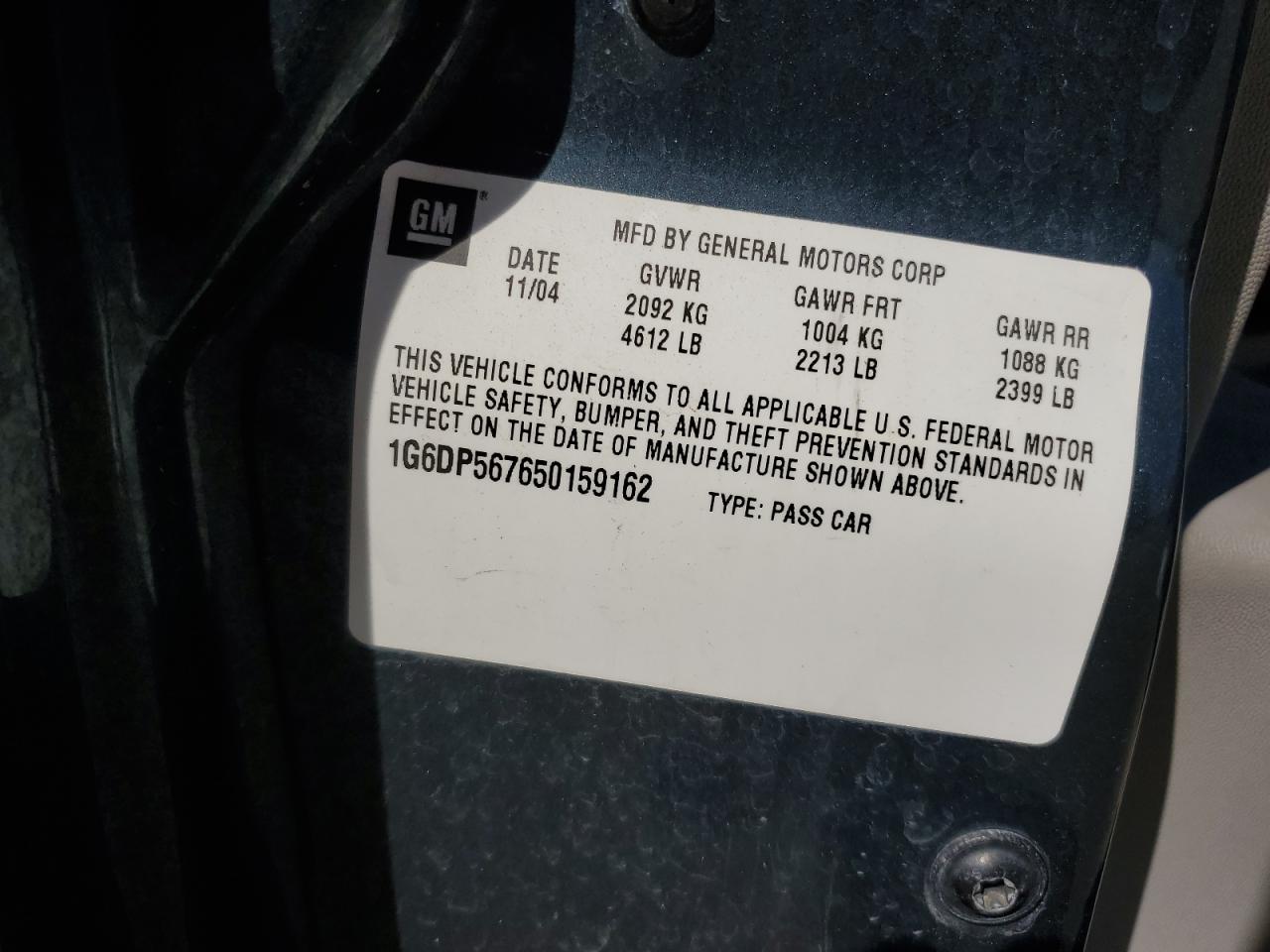 2005 Cadillac Cts Hi Feature V6 VIN: 1G6DP567650159162 Lot: 55014834