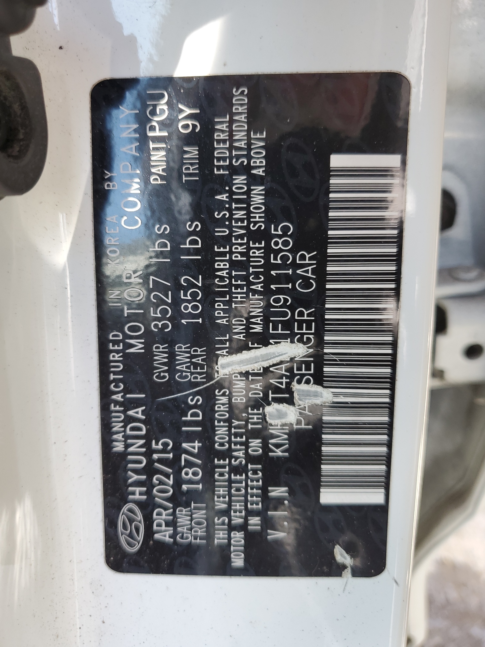 KMHCT4AE1FU911585 2015 Hyundai Accent Gls