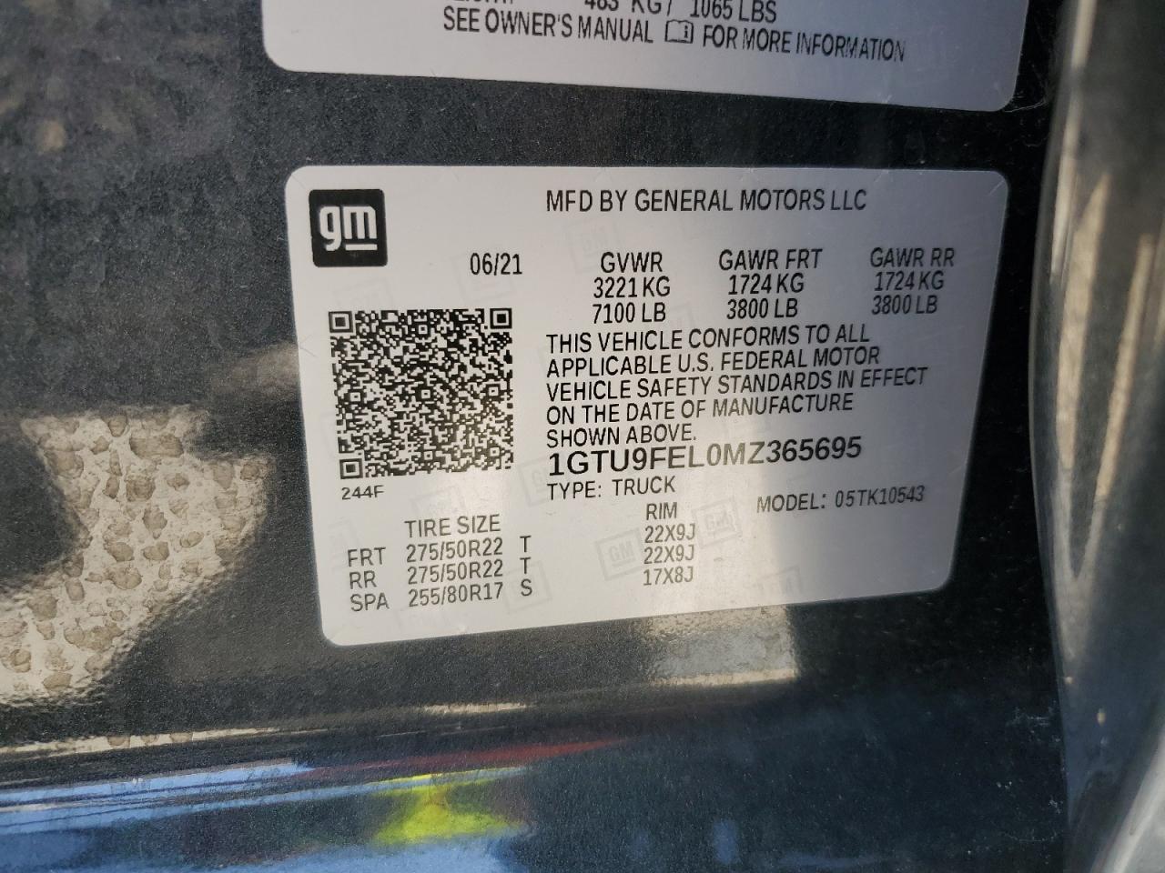 1GTU9FEL0MZ365695 2021 GMC Sierra K1500 Denali