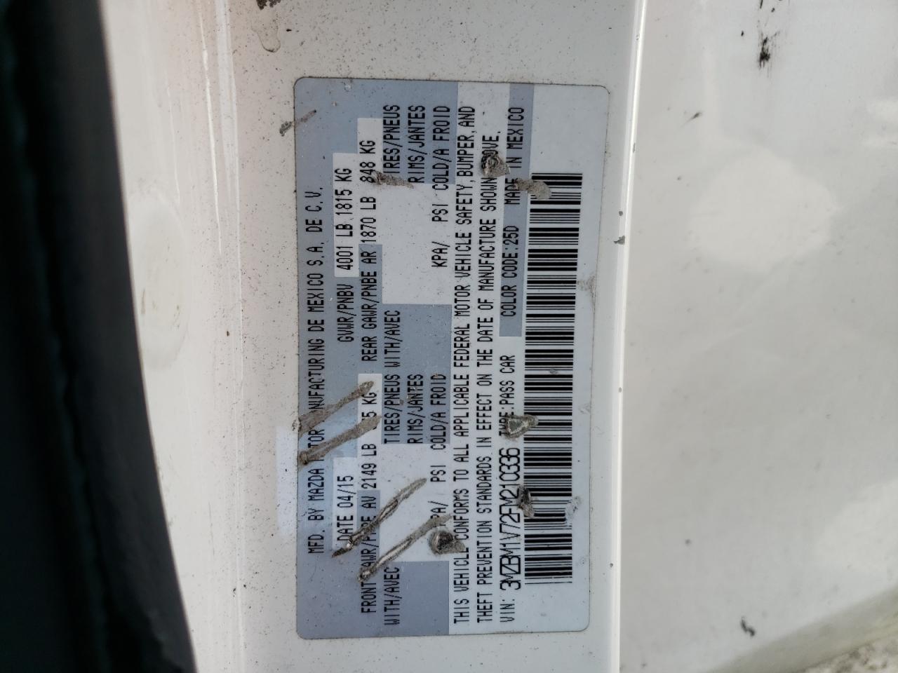 3MZBM1V72FM210336 2015 Mazda 3 Touring