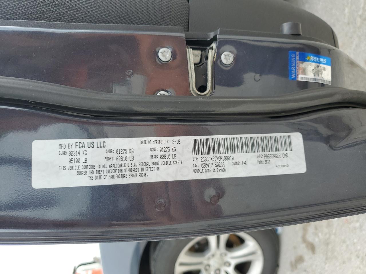 2016 Dodge Charger Se VIN: 2C3CDXBGXGH199010 Lot: 77586124