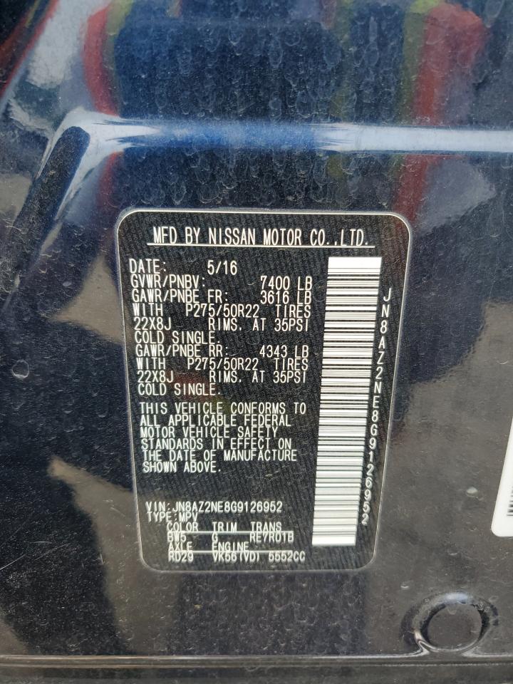 2016 Infiniti Qx80 VIN: JN8AZ2NE8G9126952 Lot: 54081814