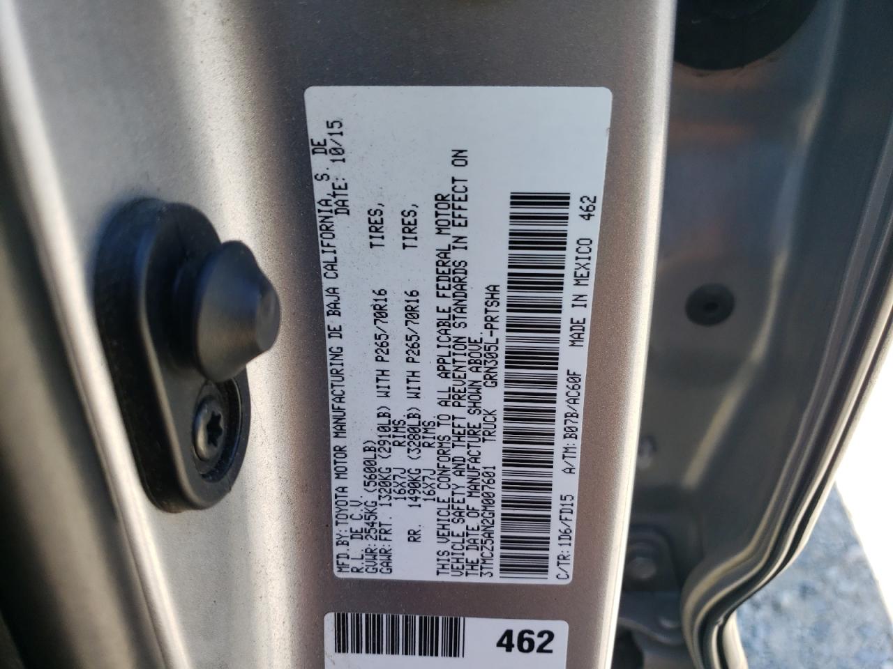 2016 Toyota Tacoma Double Cab VIN: 3TMCZ5AN2GM007601 Lot: 54927884