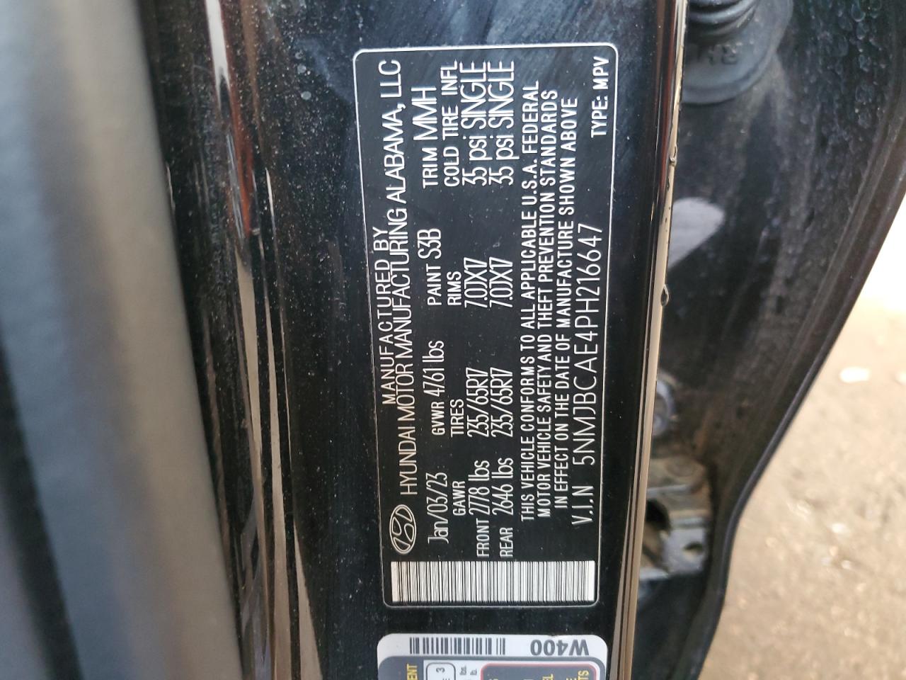 2023 Hyundai Tucson Sel VIN: 5NMJBCAE4PH216647 Lot: 56559564