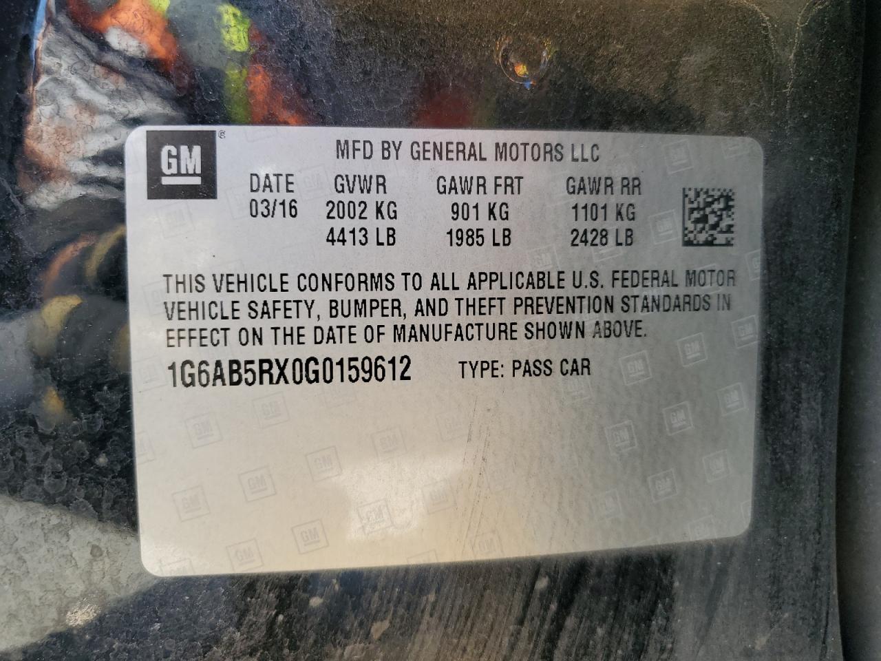 2016 Cadillac Ats Luxury VIN: 1G6AB5RX0G0159612 Lot: 53844824