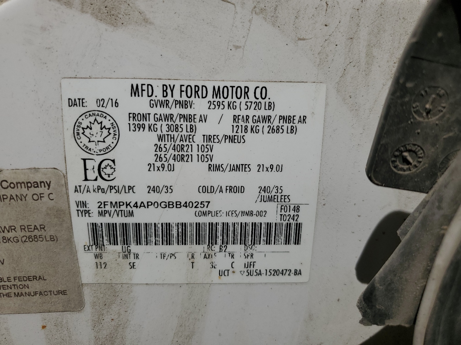 2FMPK4AP0GBB40257 2016 Ford Edge Sport