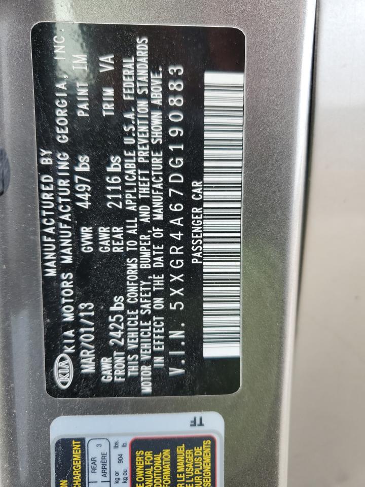 2013 Kia Optima Sx VIN: 5XXGR4A67DG190883 Lot: 52682874