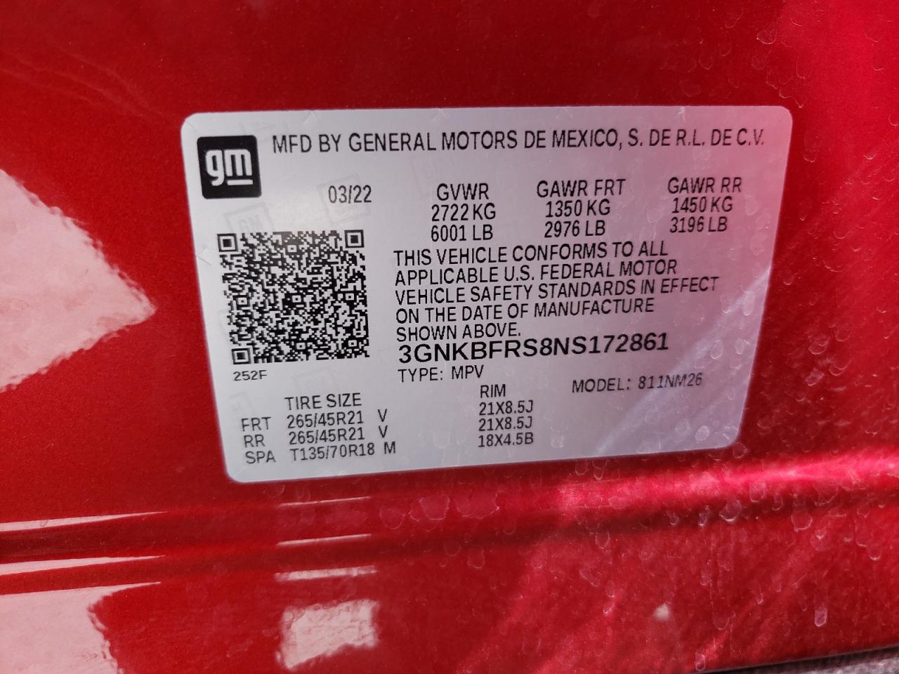 2022 Chevrolet Blazer Premier VIN: 3GNKBFRS8NS172861 Lot: 56816604