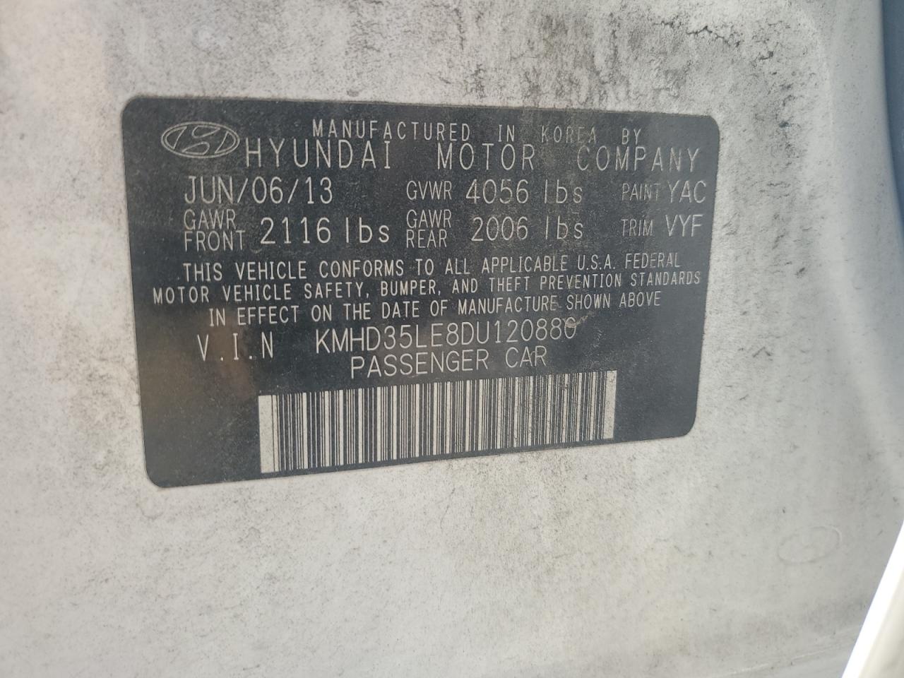 2013 Hyundai Elantra Gt VIN: KMHD35LE8DU120880 Lot: 56048374