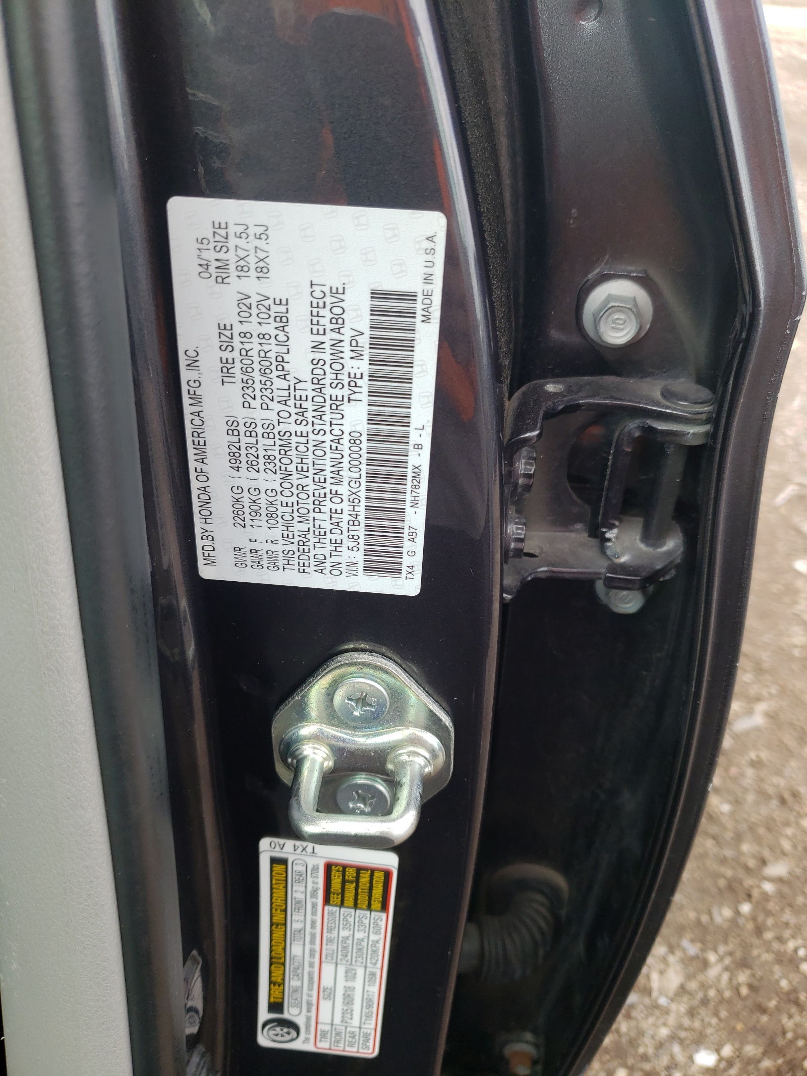 5J8TB4H5XGL000080 2016 Acura Rdx Technology