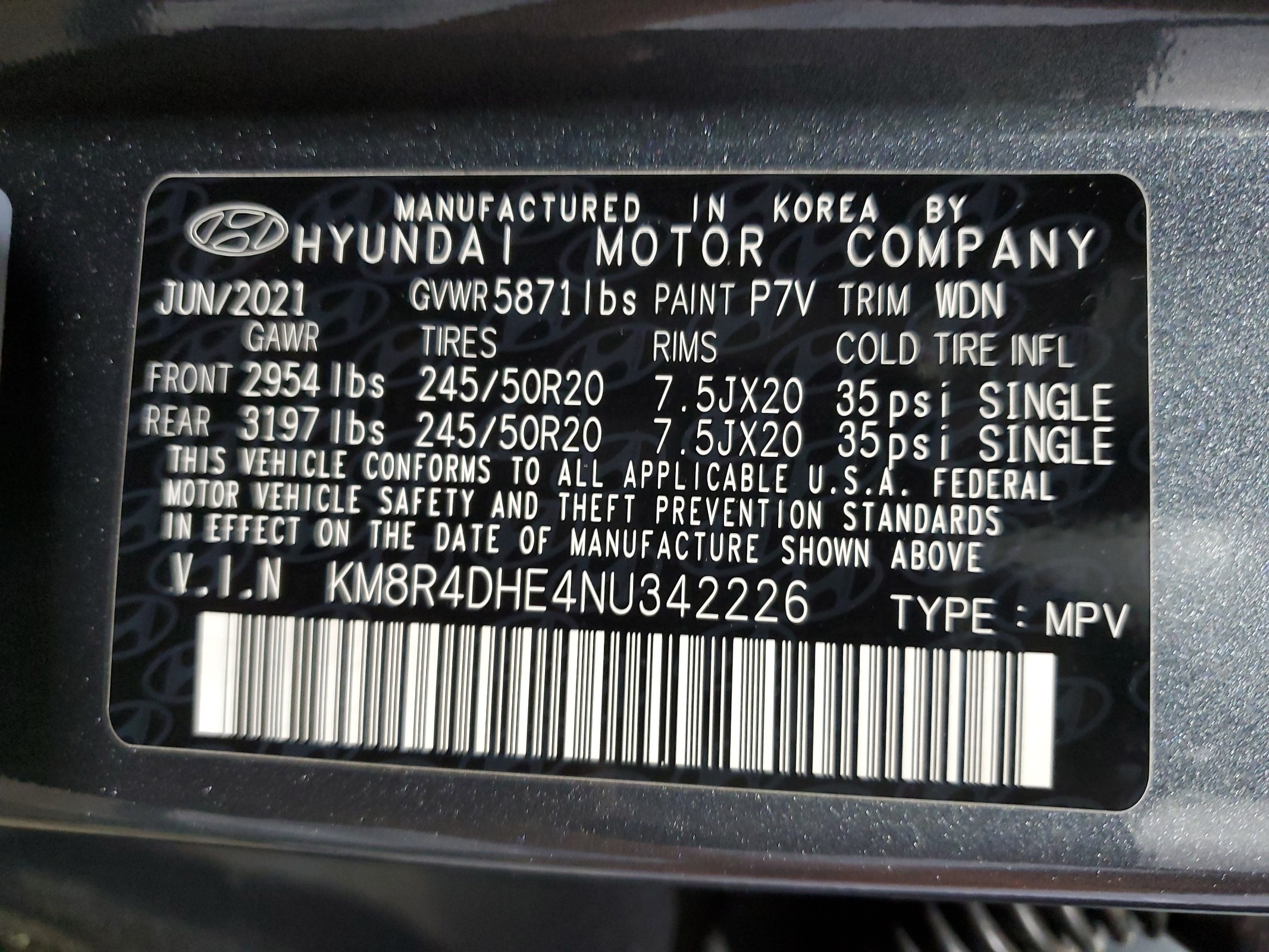 KM8R4DHE4NU342226 2022 Hyundai Palisade Sel