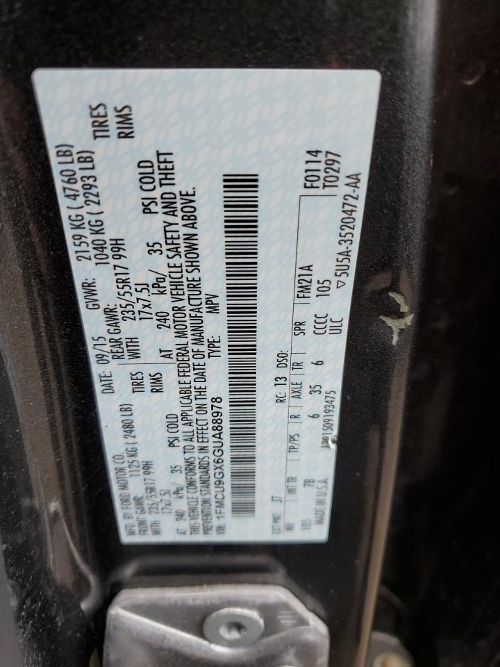 2016 Ford Escape Se VIN: 1FMCU9GX6GUA88978 Lot: 55362384