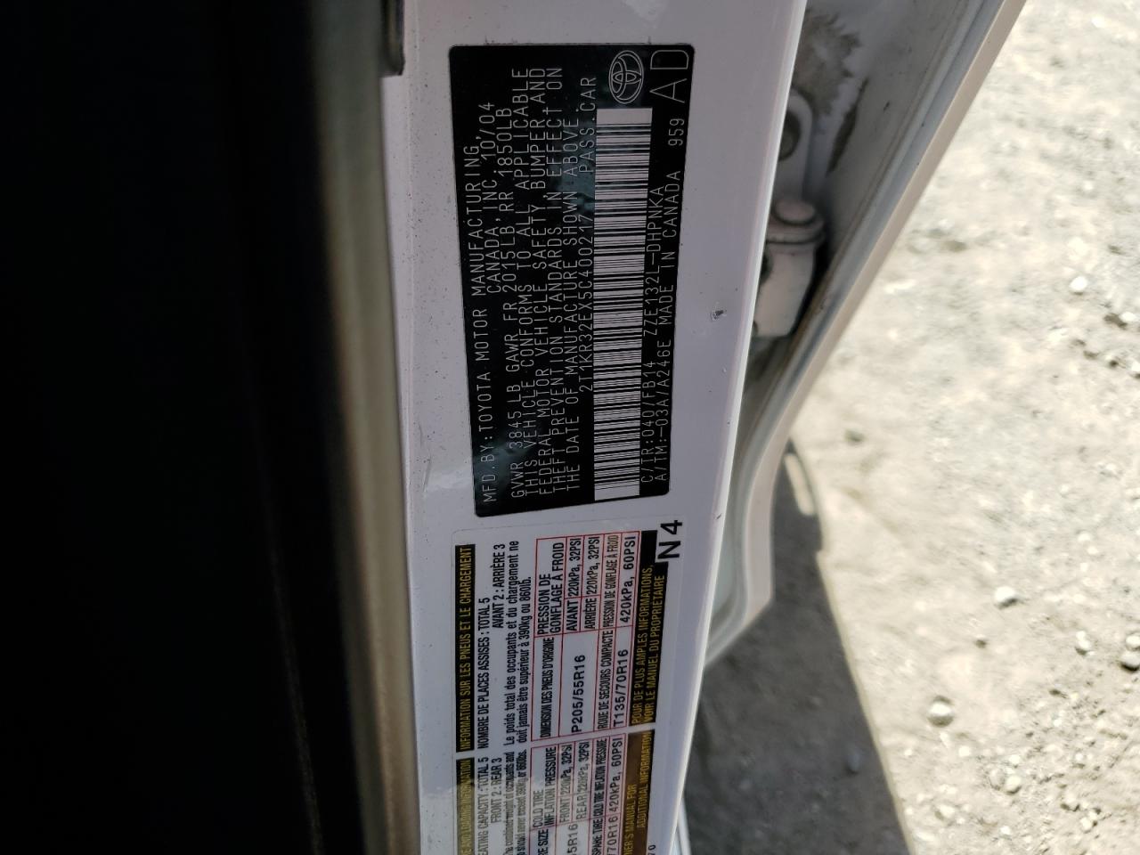 2005 Toyota Corolla Matrix Xr VIN: 2T1KR32EX5C400217 Lot: 54566654