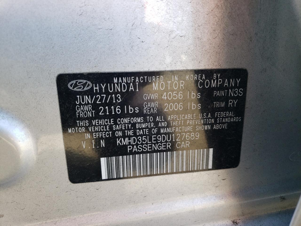 2013 Hyundai Elantra Gt VIN: KMHD35LE9DU127689 Lot: 57148604