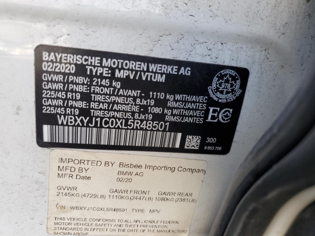 WBXYJ1C0XL5R48501 2020 BMW X2 xDrive28I