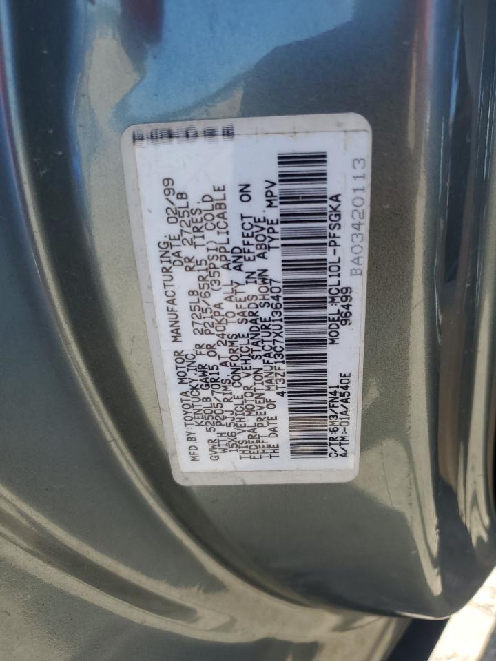 1999 Toyota Sienna Le VIN: 4T3ZF13C7XU136407 Lot: 64279465