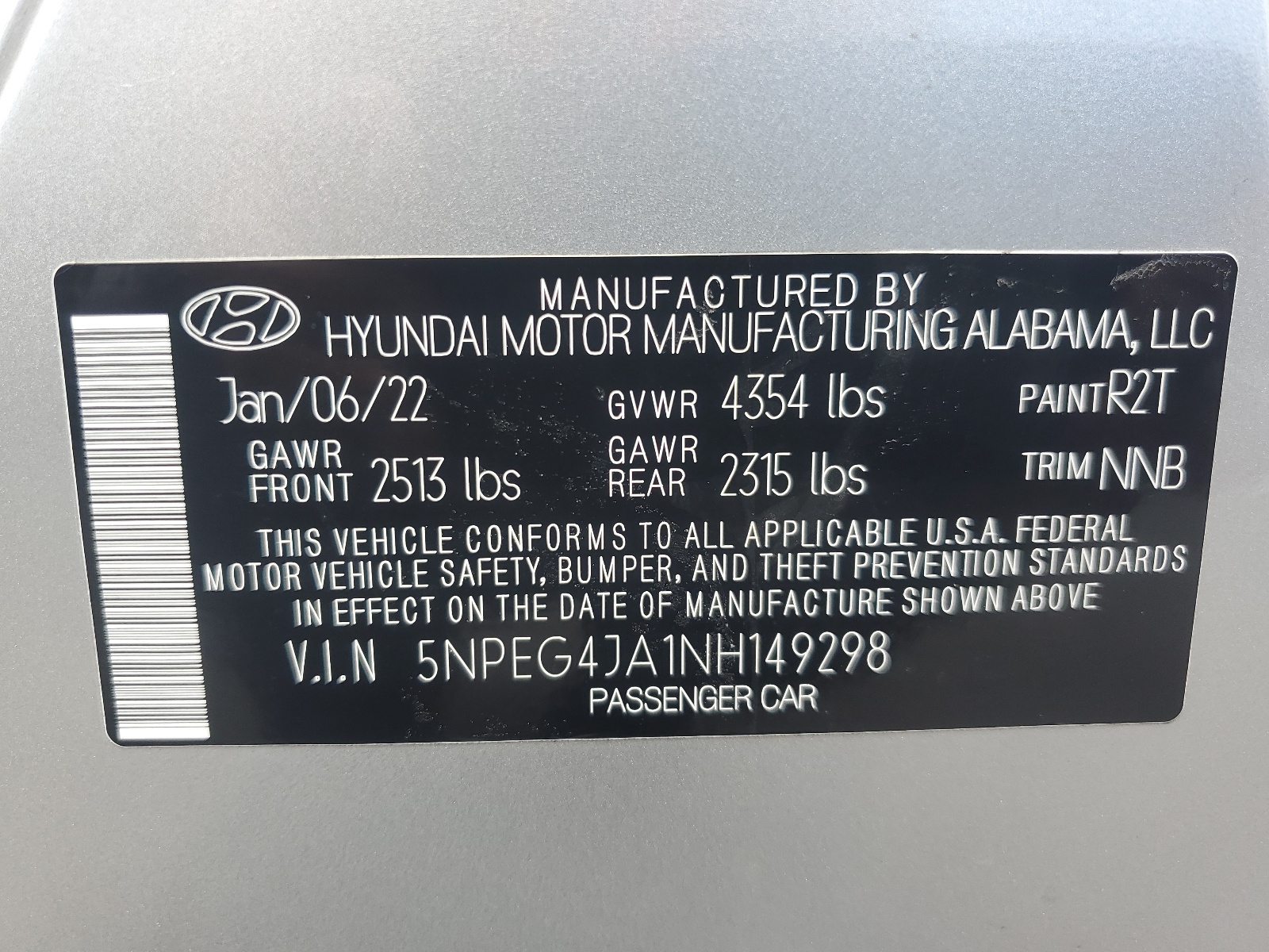 5NPEG4JA1NH149298 2022 Hyundai Sonata Se