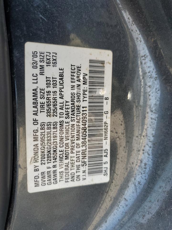 5FNRL38405B409311 2005 Honda Odyssey Ex