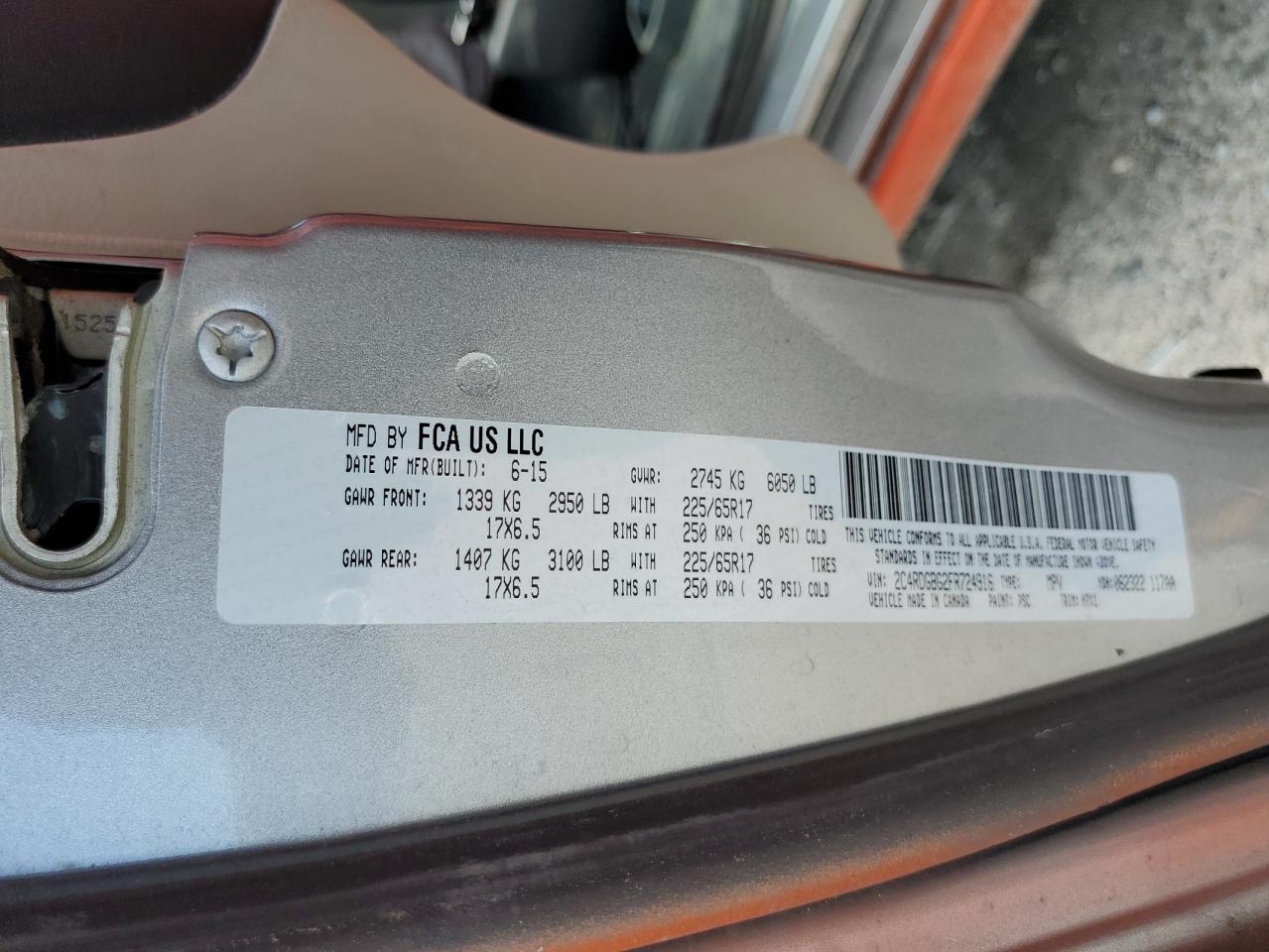 2015 Dodge Grand Caravan Se VIN: 2C4RDGBG2FR724916 Lot: 74454564