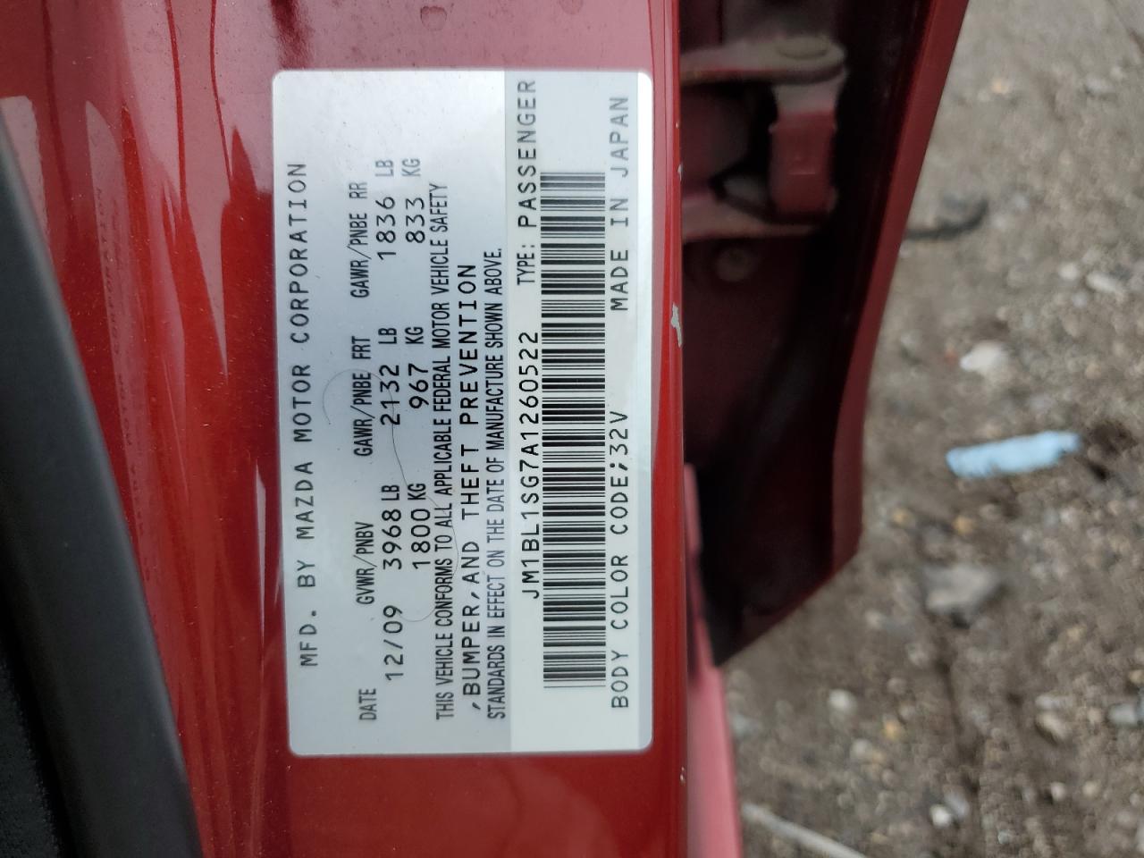 2010 Mazda 3 I VIN: JM1BL1SG7A1260522 Lot: 53566474