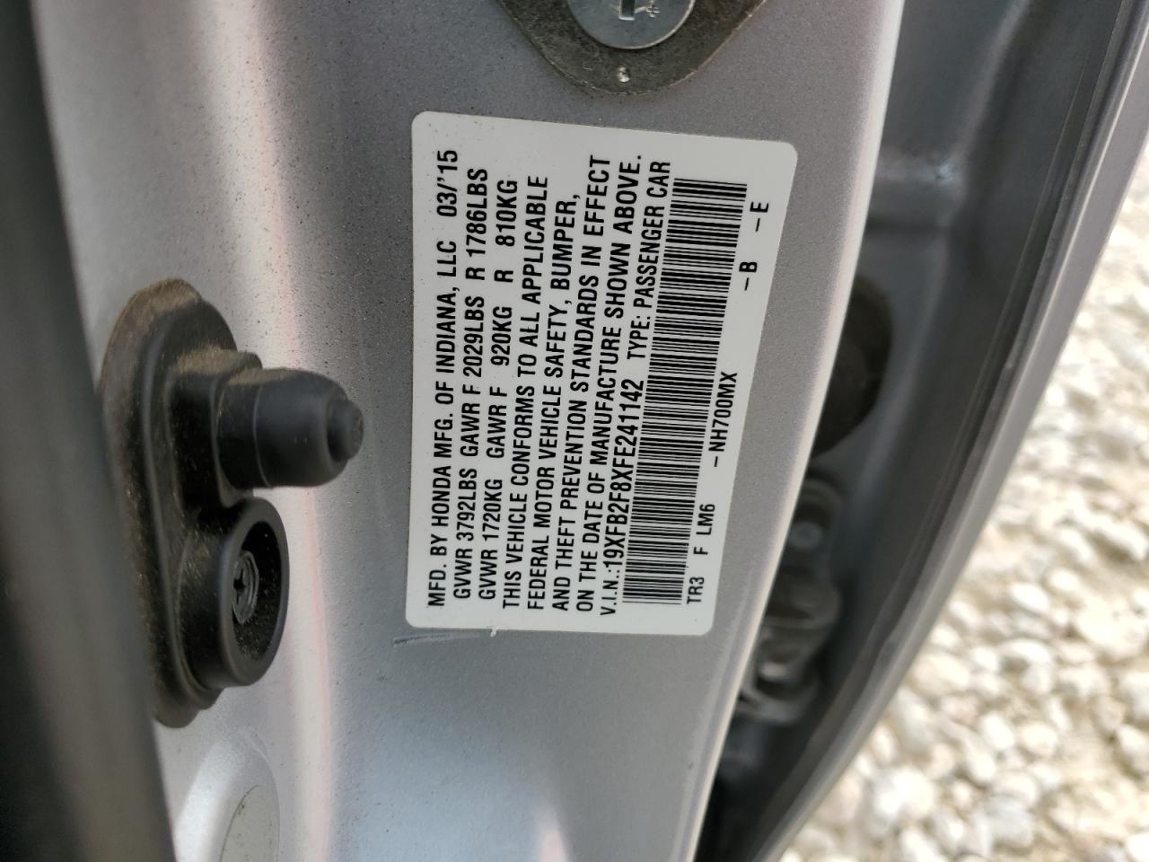 19XFB2F8XFE241142 2015 Honda Civic Ex 19XFB2F8XFE241142 2015 Honda Civic Ex